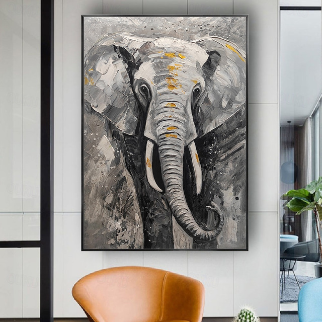  Mintura Handmade Abstract Elephant Animal Oil Paintings On Canvas Modern Wall Art Room Decoration Picture For Home Decor Rolled Frameless Unstretched Painting