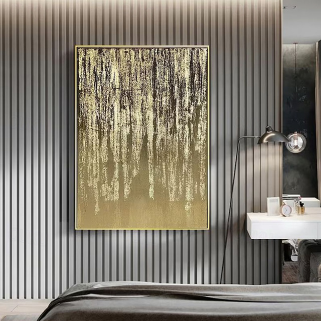  Handmade Oil Painting Canvas Wall Art Decoration Modern Abstract Golden for Home Living Room Decor Rolled Frameless Unstretched Painting