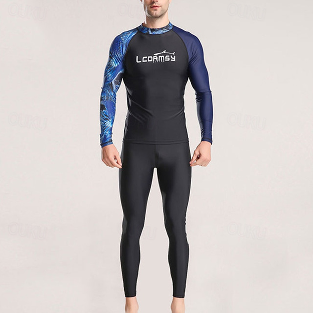  Men's Swim Trunks Rash guard Swimsuit UPF50+ Lightweight Long Sleeve Swimwear Swimsuit 2 Piece Swimming Surfing Beach Water Sports Printed Summer Spring Autumn