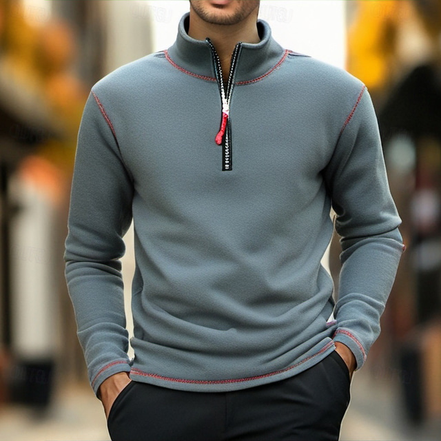  Herre Genser Polarfleece Kvart glidelås genser Taktisk Svart Hvit Militærgrønn Blå Brun Halv glidelås عادي Sport & Utendørs Daglig Ferie Gatemote Kul Retro Rød Vinter Vår & Vinter Klær Gensere Gensere
