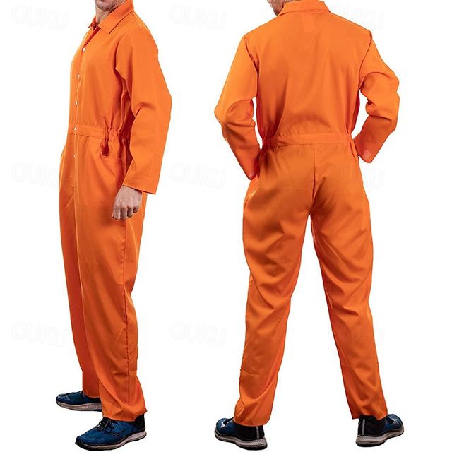  Orange Prisoner Jumpsuit Super Heroes Carnival Costume Jumpsuit Adults' Men's Women's Movie TV Theme Costumes Party Halloween Carnival Easy Carnival Costume