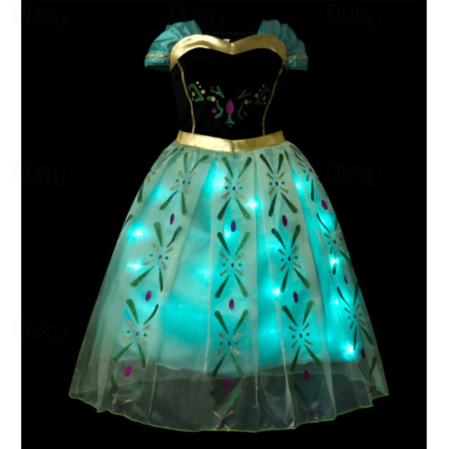  Frozen נסיכות אגדה אנה שמלת ילדה פרח תחפושת מסיבת נושא שמלות טול תחפושת קרנבל נורית לד תחפושות משחק של דמויות מסרטים for בנות האלווין (ליל כל הקדושים) קרנבל מארדי גרא הצגה מפלגה שלב