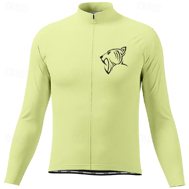  Men's Cycling Jersey Long Sleeve Winter Bike Tee Tshirt Jersey with 3 Rear Pockets Mountain Bike MTB Breathable Quick Dry Anatomic Design Wicking Dark Pink White Pink Graphic Sports Clothing Apparel