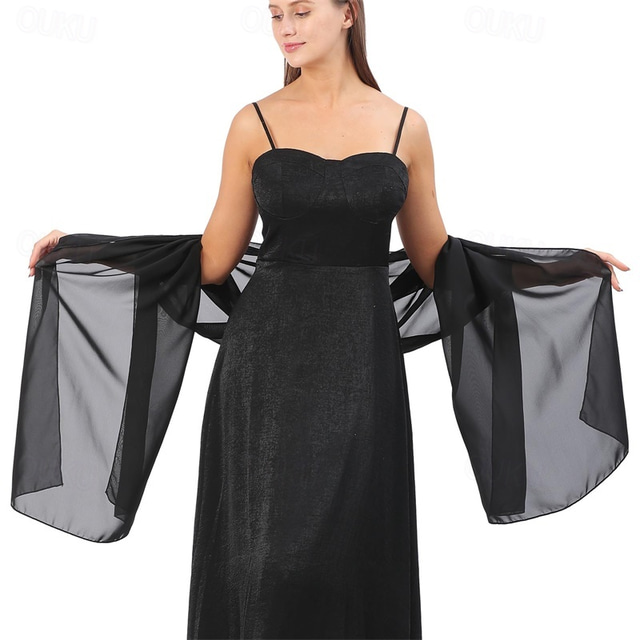  dame chiffon sjal og omslag for kveldskjoler, elegant myk, ren chiffon stjålet brude bryllup skjerf