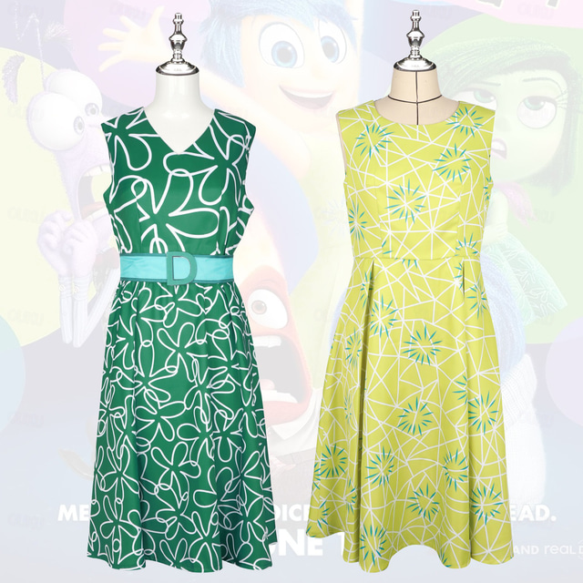  Inside Out 2 Disgust Joy Dress Outfits Costume Women's Movie Cosplay Cute Carnival Party