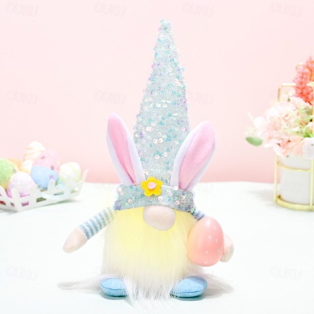  ضوء عيد الفصح LED ديكو ضوء الليل بيضة لامعة أرنب دمية ديكور احتفالي داخلي مع بطارية AAA تعمل لديكورات المنزل 1 قطعة