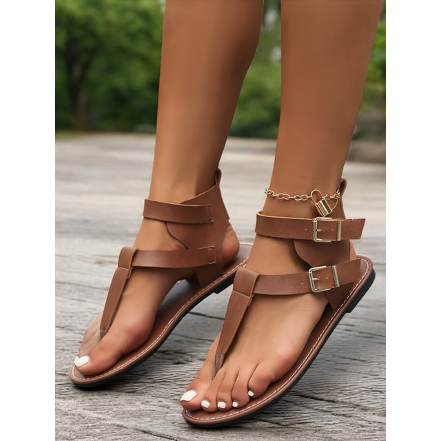  Women's White Gladiator Sandals with Adjustable Buckle Straps – Stylish Summer Footwear for Casual Outings and Beach Days