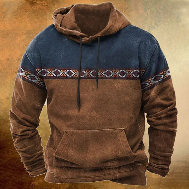  Men's Color Block Graphic Prints Hoodie Hoodies Sweatshirt Pullover Hoodie Sweatshirt Long Sleeve Hooded Sweatshirt Hooded Streetwear 3D Print Daily Sports Black Blue Print Spring &  Fall Designer