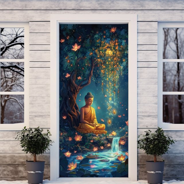  Decoruri de ușă cu pomul vieții huse pentru uși tapiserie perdea de ușă banner interior/exterior pentru ușa de la fermă