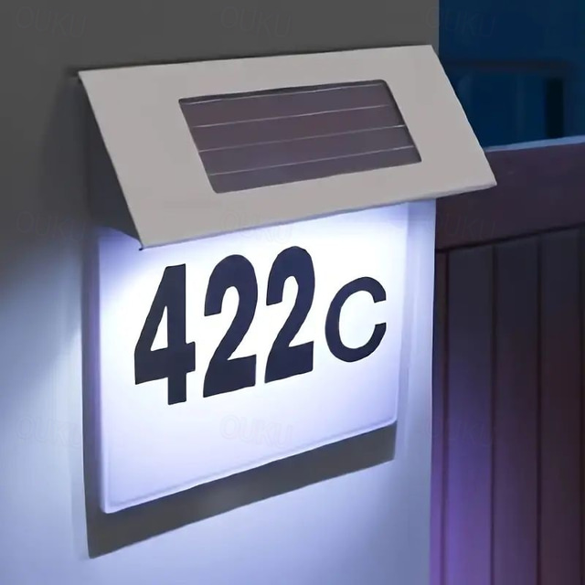  Solar Stainless Steel Address Sign Light – LED Outdoor Wall Light for Home, Garden, Street and Courtyard | Waterproof Solar Night Light 1pc