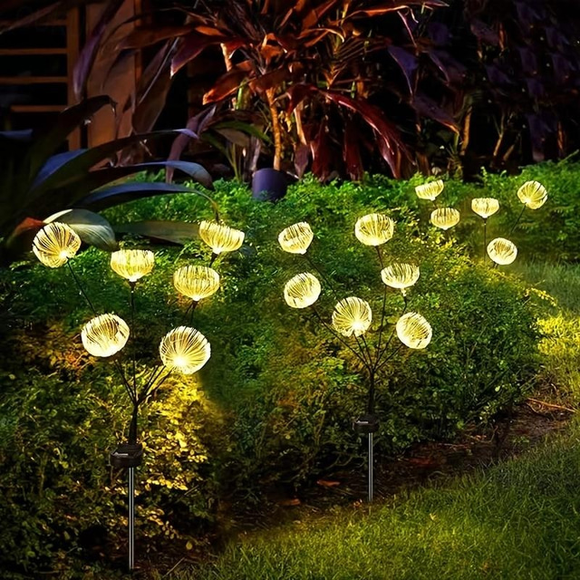  2 stuks buitenzonnevezel kwallen grond plug in licht binnenplaats tuin gazon pad bruiloft festival sfeer decoratieve licht