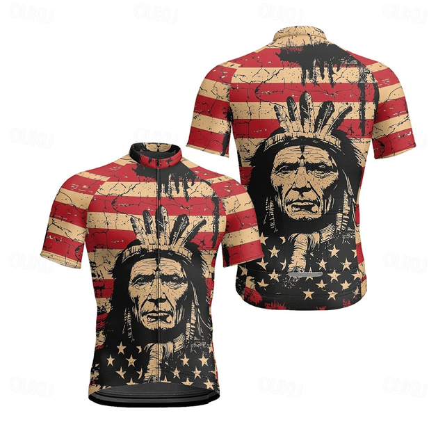  Men's Cycling Jersey Short Sleeve Bike Tee Tshirt Jersey with 3 Rear Pockets Mountain Bike MTB Breathable Quick Dry Anatomic Design Wicking Red Graphic Sports Clothing Apparel