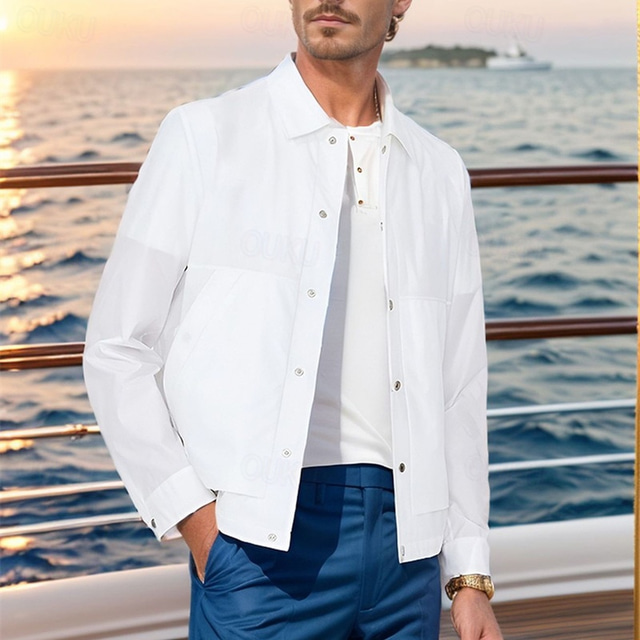 Men's Shirt Jacket Overshirts Transition Jacket Vacation Sun