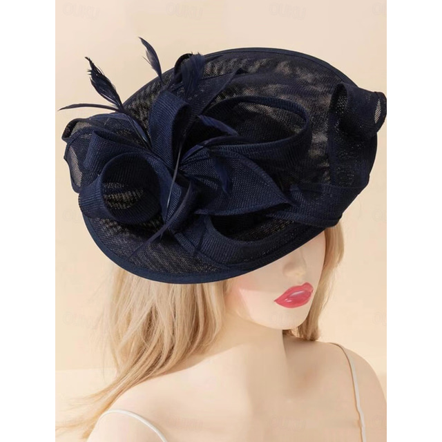  Fascinators Tulle Sinamay Hat Wedding Elegant Vintage With Feather Headpiece Headwear Derby Hats Race Day Dress 2025