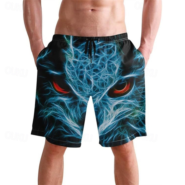  Men's Swim Trunks Swim Shorts 4-Way Stretch Fabric Board Shorts Bottoms Drawstring with Pockets Swimming Surfing Beach Water Sports Printed Summer Spring