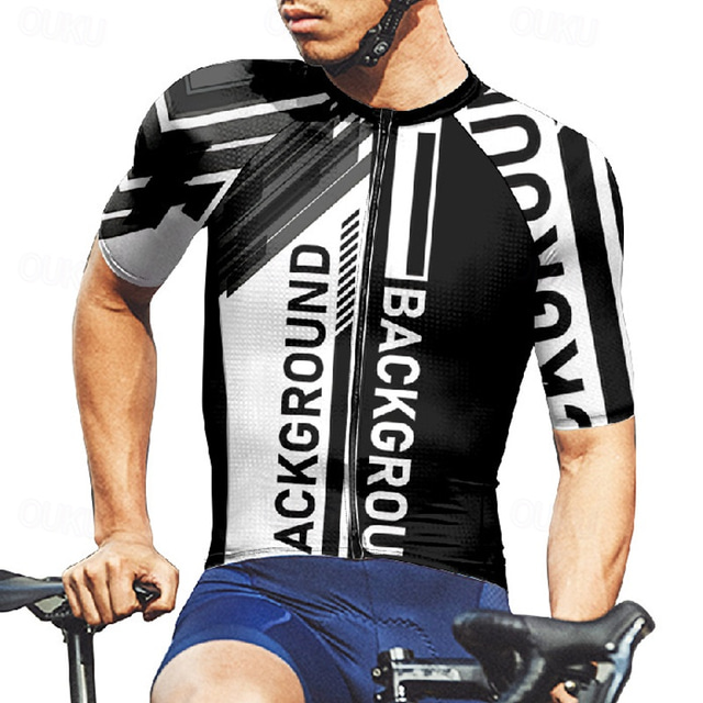  Men's Cycling Jersey Short Sleeve Bike Tee Tshirt Jersey with 3 Rear Pockets Mountain Bike MTB Breathable Quick Dry Anatomic Design Wicking Black Sports Clothing Apparel