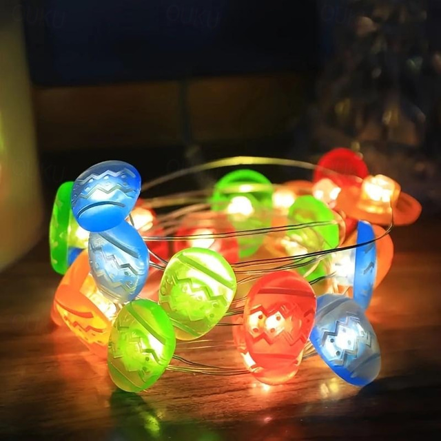  3m-30leds ביצת פסחא ארנבת חוט אור נחושת מחרוזת אור תיבת סוללה אספקת חשמל מסיבת מקורה ארוחת ערב חגיגית