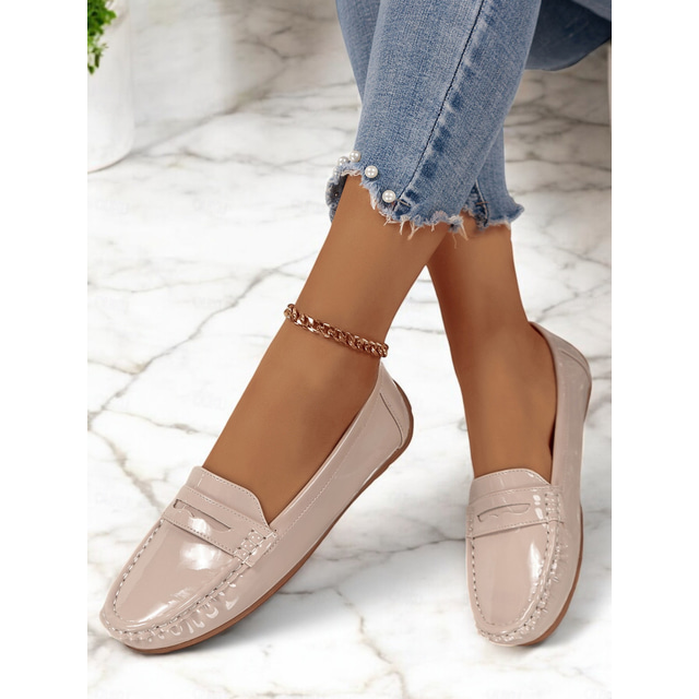  Patent Leather Loafers for Women – Elegant Slip-On Flats with Classic Design for Casual and Office Wear