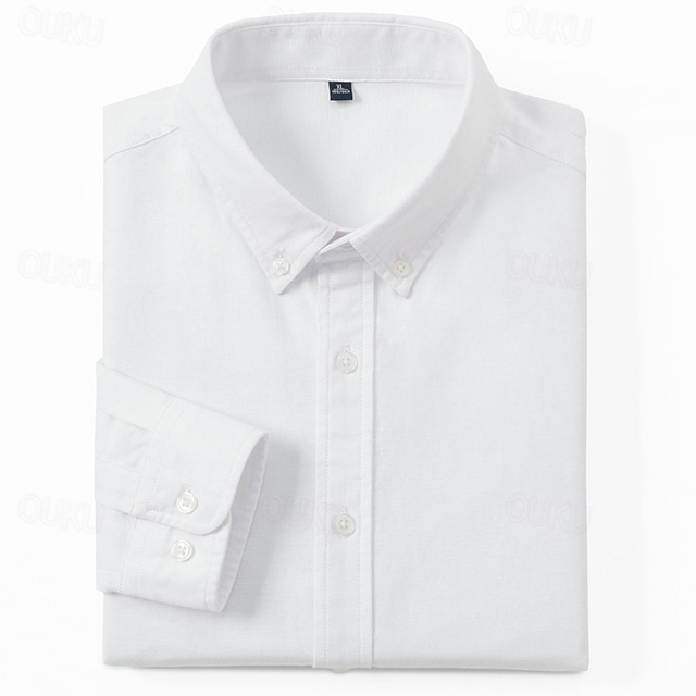  Hombre Camisa Camisa para Vestido Abotonar la camisa Color sólido Boda Fiesta Blanco Rojo Azul Marino Azul Piscina Manga Larga Diseño Primavera Otoño Ropa Botones