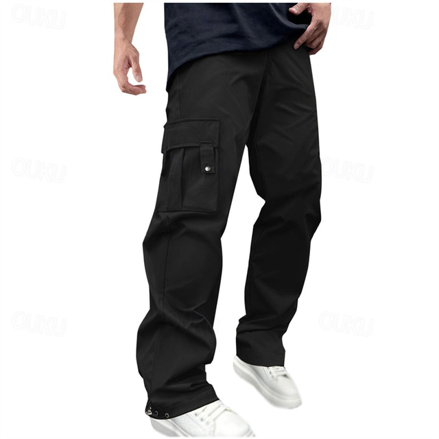  Men's Cargo Pants Cargo Trousers Trousers Casual Pants Drawstring Elastic Waist Multi Pocket Plain Wearable Outdoor Daily Camping & Hiking Fashion Classic Dark Brown Black