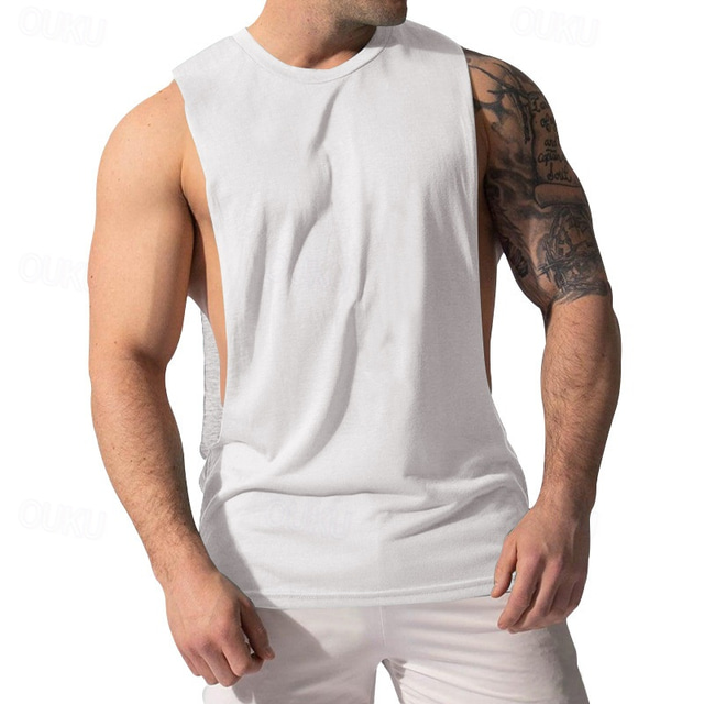  Herr Linne Undertröjor Ärmlös tröja Ärmlös Rund hals Sommar Slät Mode Designer Grundläggande Grundläggande Semester Gata Utekväll Svart Vit Rodnande Rosa Topp t-shirt för män