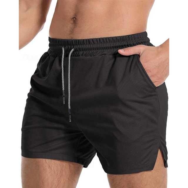  Men's Active Shorts Sweat Shorts Shorts Summer Shorts Pocket Drawstring Elastic Waist Plain Comfort Short Sports Outdoor Daily Going out Fashion Casual ArmyGreen Black Micro-elastic
