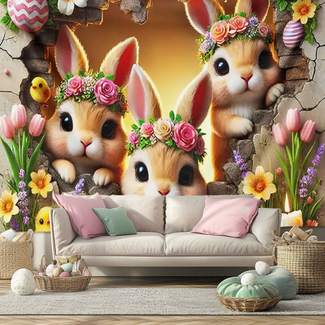  Rabbits Hanging Tapestry Wall Art Large Tapestry Mural Decor Photograph Backdrop Blanket Curtain Home Bedroom Living Room Decoration