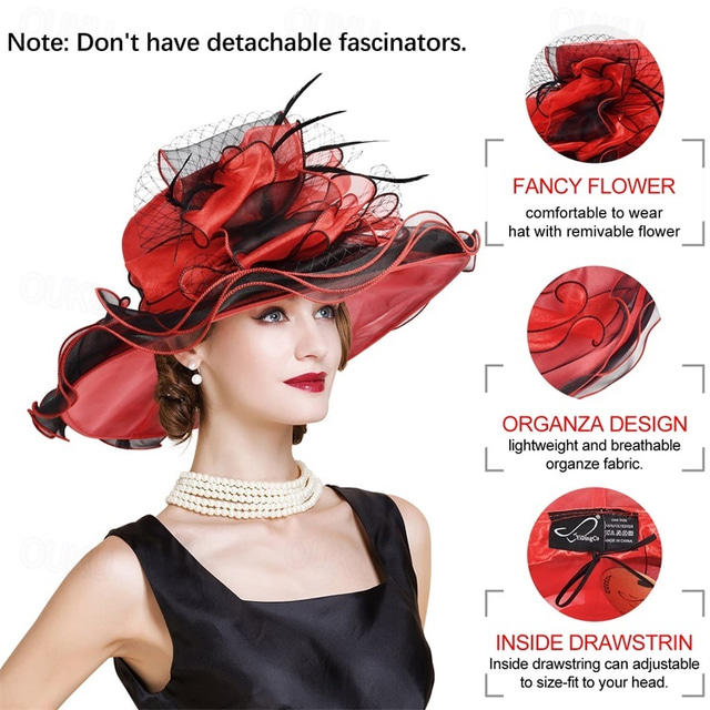 CREASED ***SAFERIN Women's Organza Church Kentucky Derby Fascinator Bridal Tea Party Wedding Hat