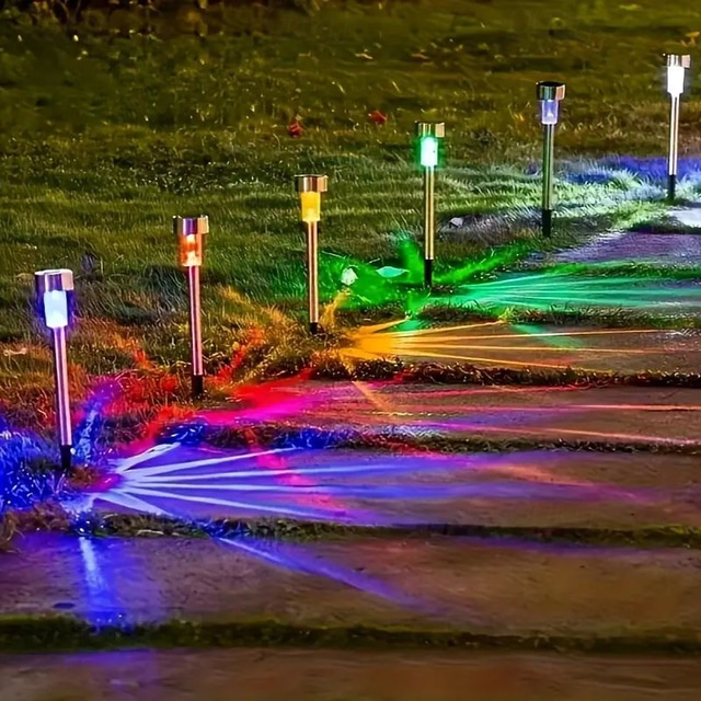  5 stk utendørs solcelle lite rør lampe gårdsplass hage sti gjerde plen bryllup festival atmosfære dekorativ lampe