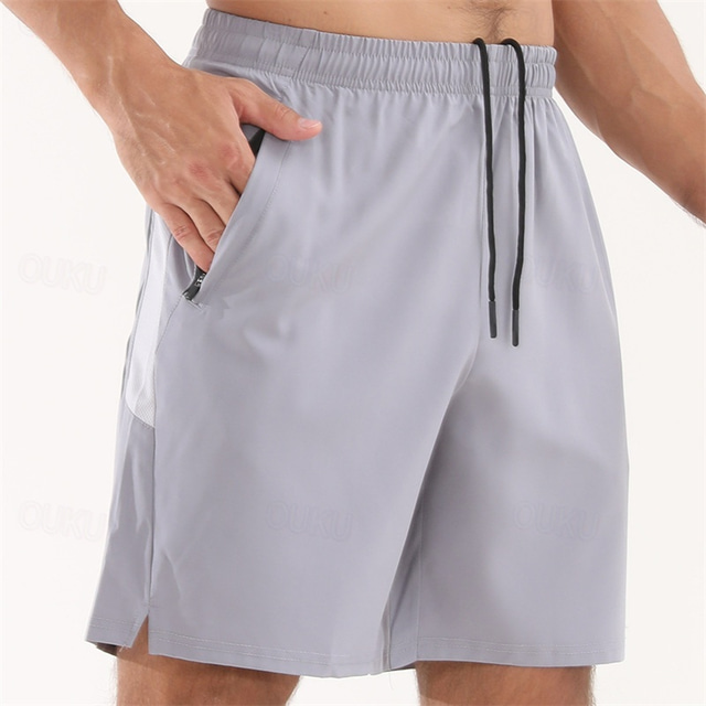  Voor heren Atletische korte broek Korte broek Hardloopshorts Sportbroek Zak Trekkoord Elastische taille Effen Comfort Sneldrogend Korte Buitensporten Dagelijks Uitgaan Modieus Casual Zwart Rood