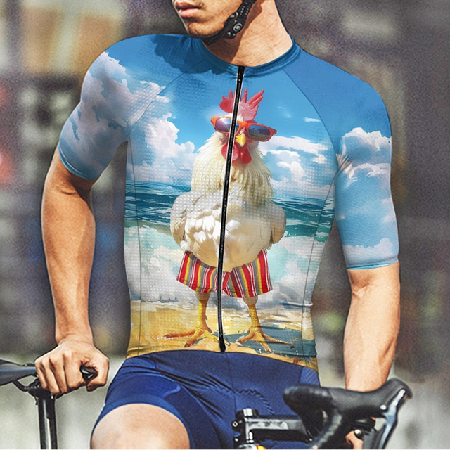  Men's Cycling Jersey Short Sleeve Bike Tee Tshirt Jersey with 3 Rear Pockets Mountain Bike MTB Breathable Quick Dry Anatomic Design Wicking Blue Animal Sports Clothing Apparel
