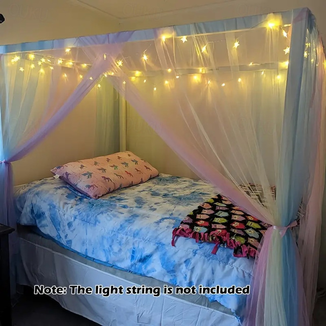  Cortinas de Cama Canopy Arco-Íris 1Pc Tenda de Cama para Meninas Drapes de Cama Decoração de Quarto
