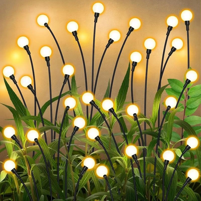  2 peças luzes solares externas firefly groundlight 8 leds pátio jardim parque festa de casamento gramado atmosfera decoração luz respiração flash