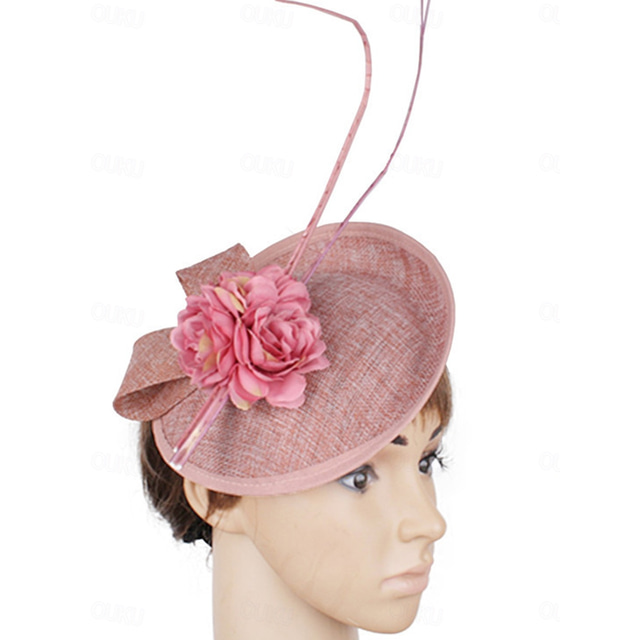 Headdress Tulle Faux Linen Fedora Hat Horse Race Vintage Cute With Floral Headpiece Headwear
