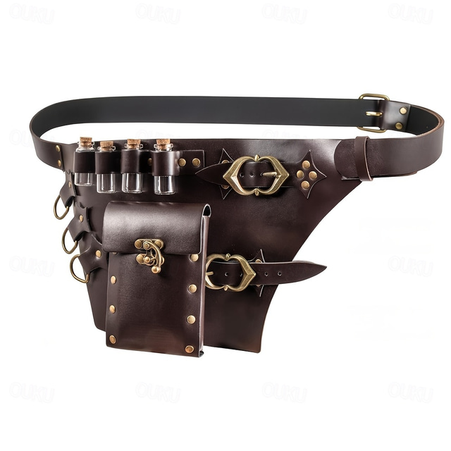 Medieval Renaissance Waist Belt Ren Faire Men's Women's Unisex Halloween Masquerade Performance LARP Adults' Bag Magic Bottle