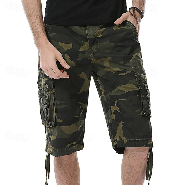  Men's Cargo Shorts Camo Shorts Shorts Summer Shorts Multi Pocket Flap Pocket Camo Camouflage Comfort Wearable Knee Length Outdoor Sport Daily Fashion Casual Camouflage - Army Green Army Green