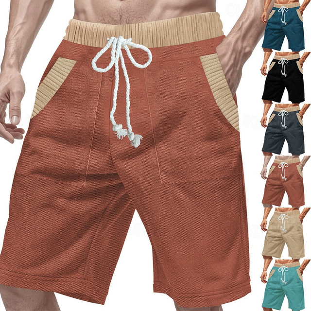  Men's Athletic Shorts Sweat Shorts Shorts Summer Shorts Pocket Drawstring Elastic Waist Color Block Comfort Breathable Short Outdoor Sports Classic Casual Black Blue