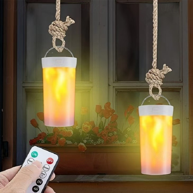 مصباح شعلة led يضفي جوًا إبداعيًا على ديكور عيد الأطفال وهالوين وعيد الميلاد مع جهاز تحكم عن بعد، مناسب للتخييم في الهواء الطلق والنزهات ومصباح شعلة