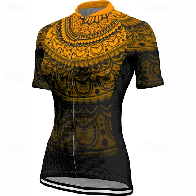 Women's Cycling Jersey Short Sleeve Bike Tee Tshirt Jersey with 3 Rear Pockets Mountain Bike MTB Breathable Quick Dry Anatomic Design Wicking Red Blue Purple Gradient Sports Clothing Apparel