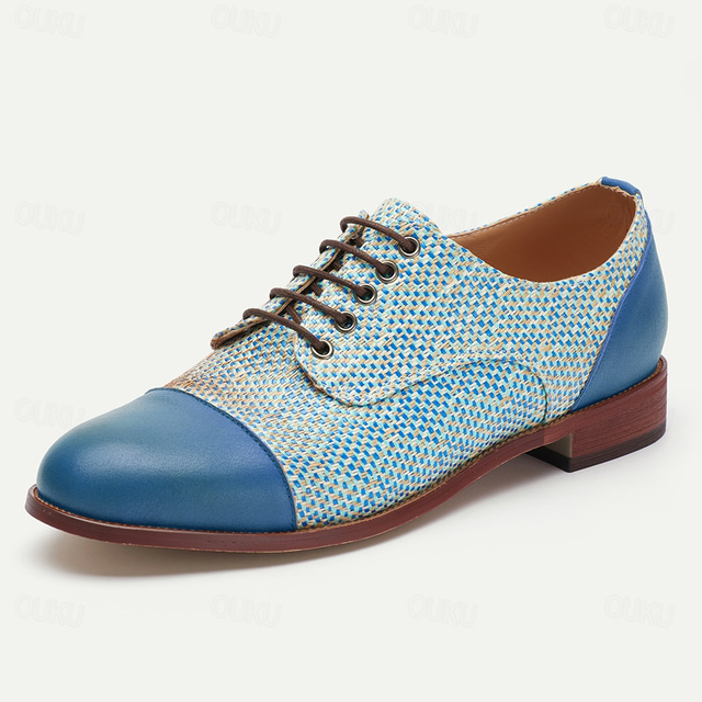  pantofi oxford țesuți albaștri pentru bărbați – pantofi eleganti cu șireturi din tricot de nailon pentru afaceri și evenimente formale