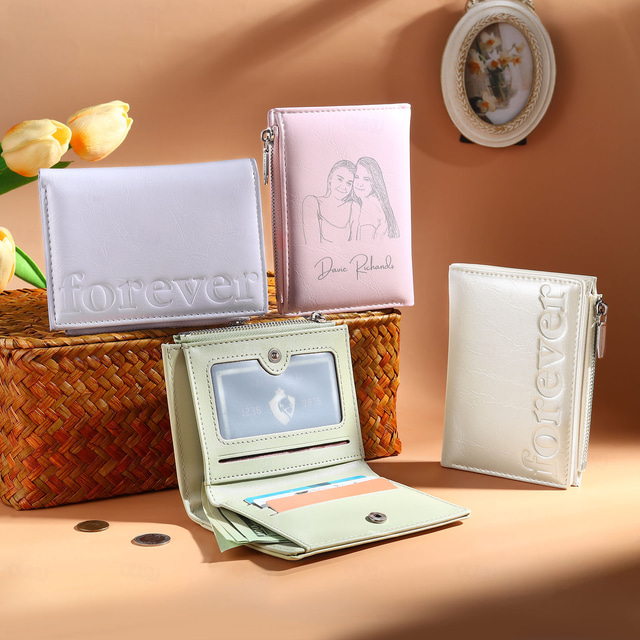  Carteira Feminina Personalizada - Melhor Presente para Mãe - Carteira de Couro com Foto Gravada para Esposa Namorada ou Mãe em Ocasiões Especiais
