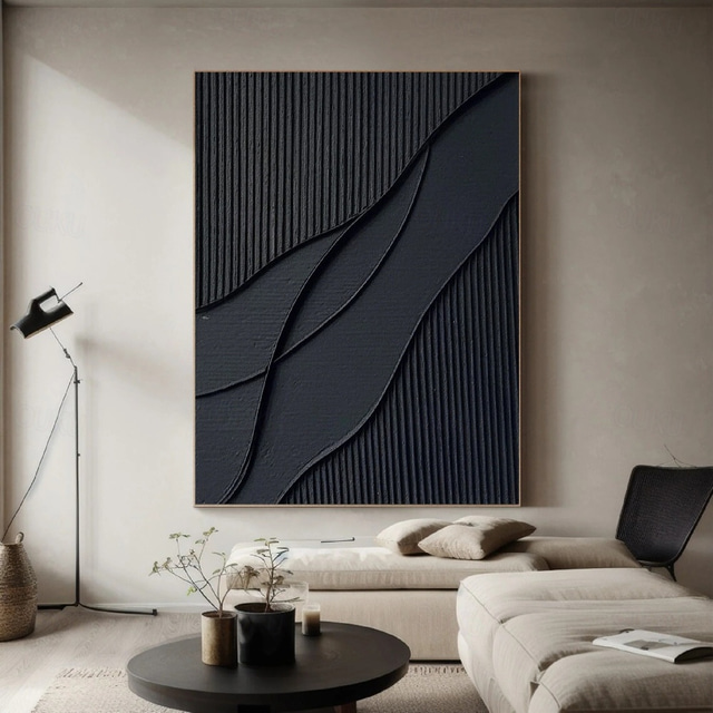 Large Abstract Canvas Black Minimalist painting handmade Abstract Painting Nordic Abstract Painting for Living Room Abstract Painting Boho Abstract Wall Art painting