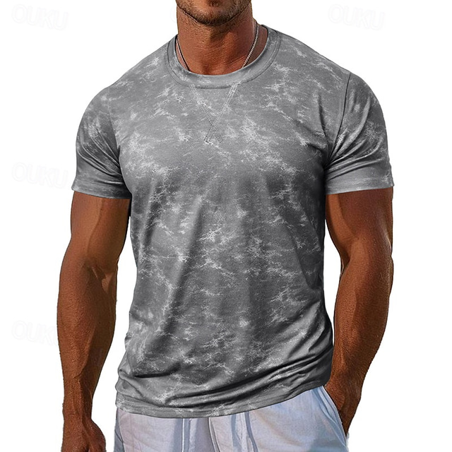  Herr T-shirts Kortärmad tröja T-tröja Kortärmad Rund halsringning Vår & Höst Kamouflage Mode Designer Mönster Semester Gata Utekväll Marin Svart Blå Topp t-shirt för män