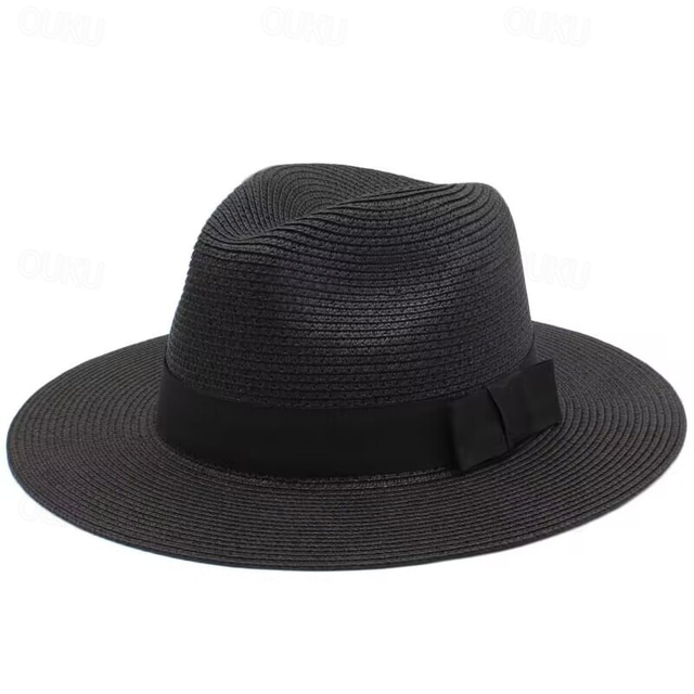  unisex sommarsolhatt, panama halmhatt med bred brätte uv-skyddshatt, strandhatt för resor  & utomhus, parasoll för män  & kvinnor