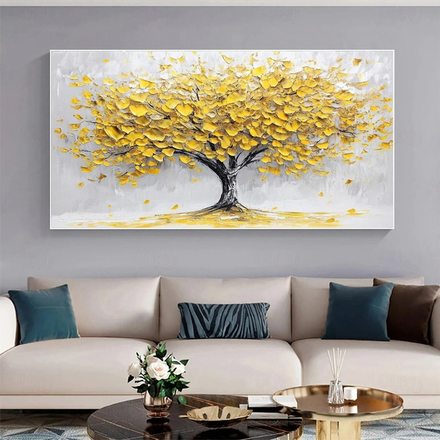  3D Forest Painting hand  painted canvas wall art tree canvas abstract oil painting hand painted Narrow wall decor handmade oversize Large Abstract gold tree oil paintings Wall Decor