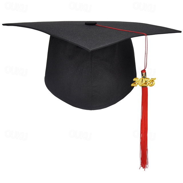  Graduation Cap with 2025 Tassel, Black Bachelor Master Doctoral Cap for High School & College Graduation Ceremony, Adult Academic Cap