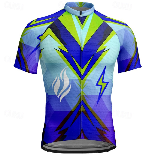  Men's Cycling Jersey Short Sleeve Bike Tee Tshirt Jersey with 3 Rear Pockets Mountain Bike MTB Breathable Quick Dry Anatomic Design Wicking Dark Purple Blue Purple Sports Clothing Apparel
