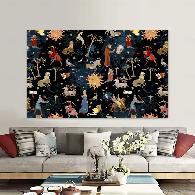  Medieval Tapestry Middle Age Tapestry Wall Art Large Tapestry Mural Decor Photograph Backdrop Blanket Curtain Home Bedroom Living Room Decoration