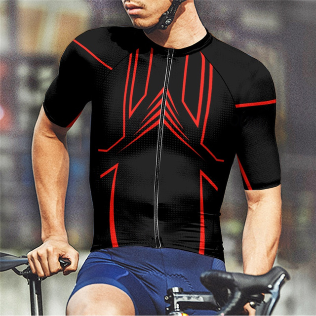  Herr Cykeltröja Kortärmad Cykel T-shirt Tröja med 3 bakfickor Bergscykling Andningsfunktion Snabb tork Anatomisk design Uppsugande Gul Röd Blå sporter Kläder