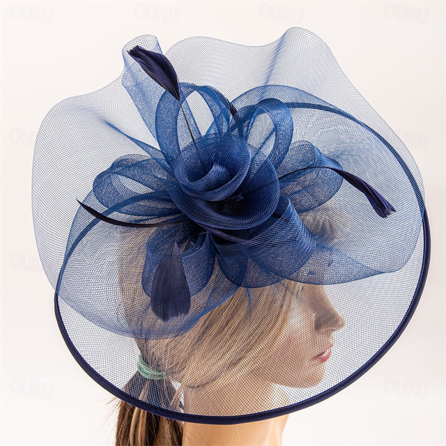  Vestimenta de Cabeza Tul Pluma Sombrero de fieltro Boda Cumpleaños Fiesta de Noche Fiesta de Té Carrera de caballos Elegante Vintage Estilo lindo Con Pluma Celada Sombreros
